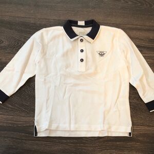 Armani Junior White Polo with Dark Blue Trim